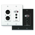 2X2CH 2 GANG US WALL PLATE W/ XLR RCA 3.5MM I/O POE BK SYMNT