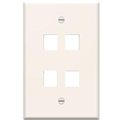 ONQ WP3404LA SINGLE GANG WALL PLATE 4 PORT LIGHT ALMOND