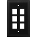 ONQ WP3406BK BLACK KEYSTONE WALL PLATE 6 PORT