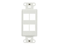 ONQ WP3414LA DECORATOR STRAP 4 PORT WALL PLATE LT ALMOND