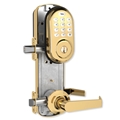 BRASS INTERCONNECT LOCK PUSH BUTTON ZWAVE 4"