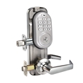 SATIN NICKEL INTERCONNECT LOCK PUSH BUTTON ZWAVE 5 1/2"